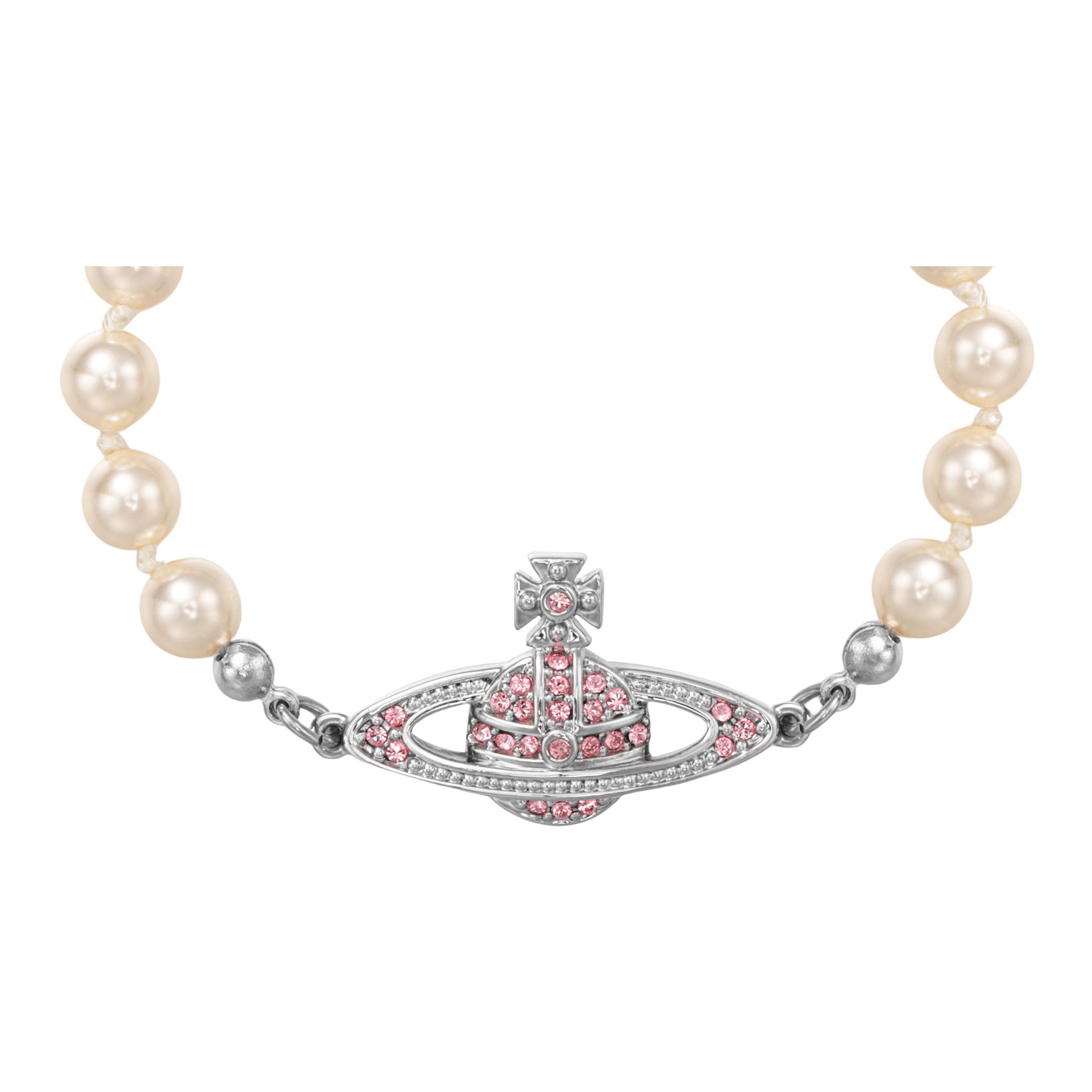 Vivienne Westwood Brass Bracelets Women's Silver White/Pink Crystal