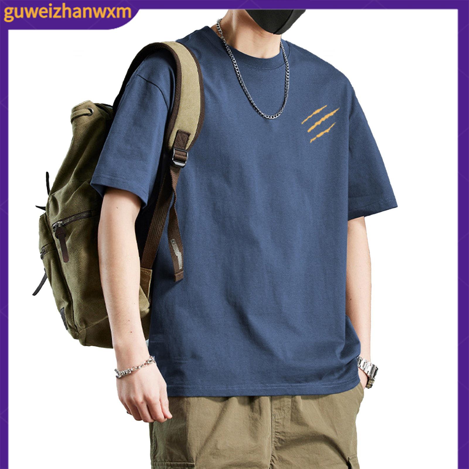 Loose Fit Men T-shirt Beach Wear T-shirt Men's Cotton Blend T-shirt Casual Solid Color Crew Neck Summer Tee Breathable Loose Fit Shirt for Daily Wear Beach Street Fashion - 3