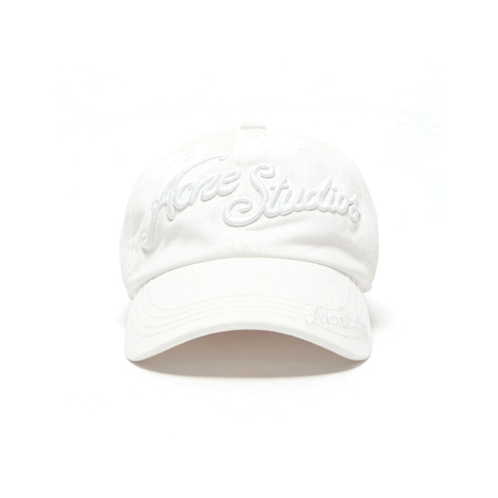 Acne Studios Cotton Baseball Caps Unisex White