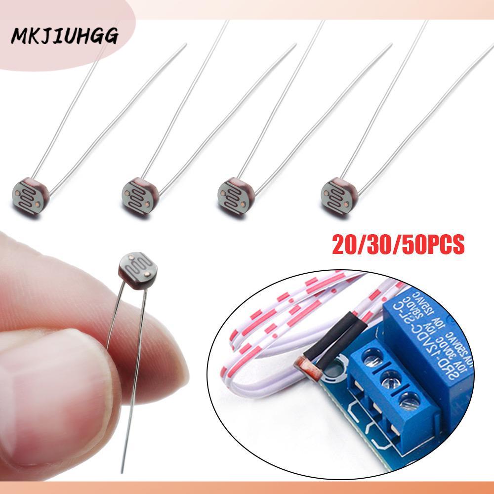 Mkjiuhgg 20/30/50pcs arduino ldr cds 5mm gl5516 cảm biến điện trở quang điện trở phụ thuộc vào ánh sáng