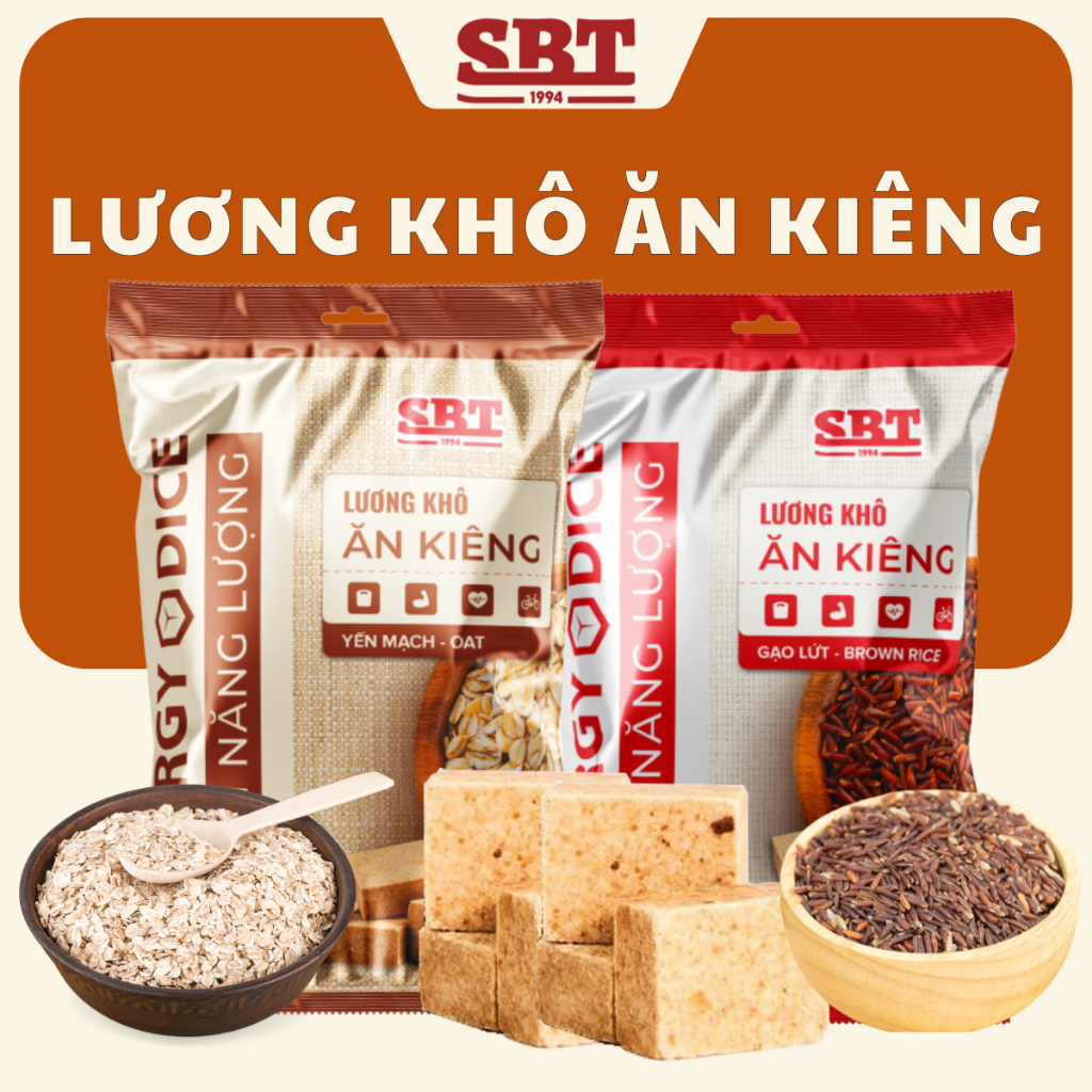 Lương Khô MIini Ăn Kiêng SBT Gạo Lứt Yến Mạch Loại 475g Giảm Đường Ít Ngọt