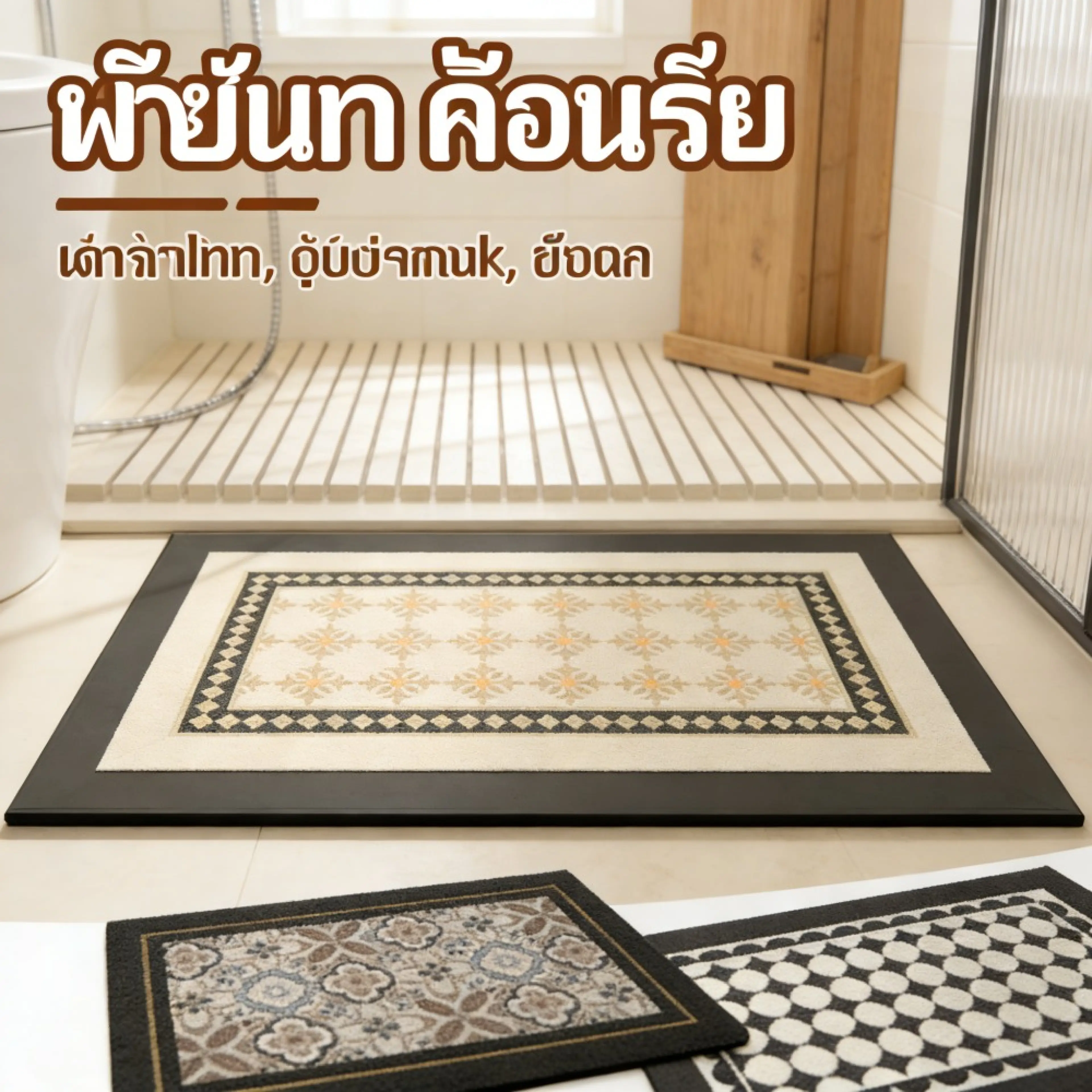 น้ํากันลื่น พรมเช็ดเท้า ซม. 40*60/30*50 ดูดซับน้ํา นุ่มและกันลื่น สบายเท้า หลายสถานการ