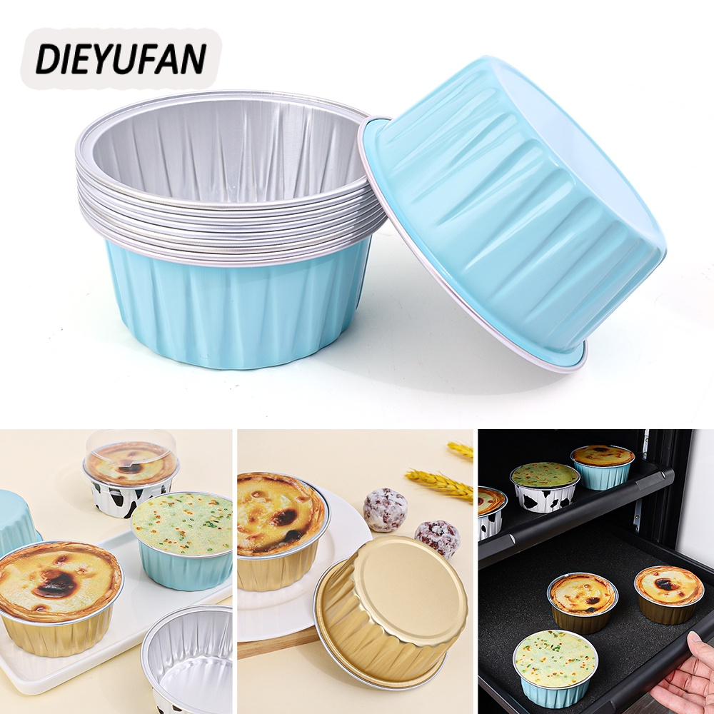 DIEYUFAN 10ชุดอลูมิเนียมฟอยล์ถ้วยอบ/แผ่น/หม้ออเนกประสงค์ปราศจากน้ำมันสำหรับเตาอบไมโครเวฟ/ถาดอบ ราคา 20 บาท*ส่งฟรี