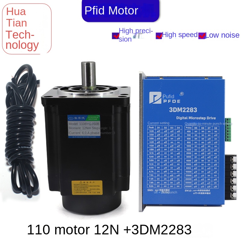 Bộ Động Cơ Bước 3 Pha 110 12N Driver 3DM2283 tùy chọn: 110BYG350D 20N.m + Driver 3DM2283 Prfid - 220V, DSP Chip, 8-20N.m Cho CNC, Tự Động Hóa