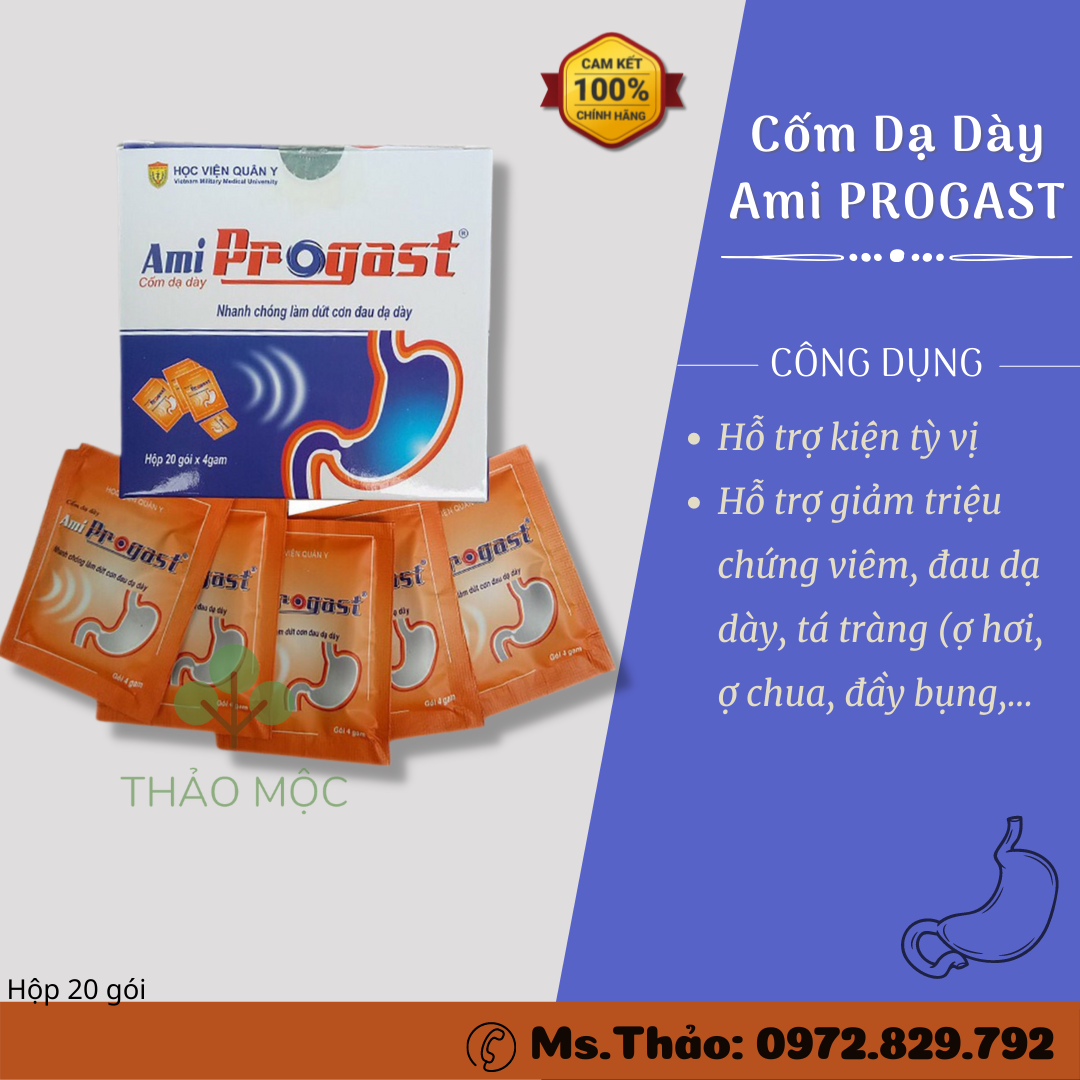 Cốm Dạ Dày Ami Progast  Chính Hãng  Học Viện Quân Y - Hỗ Trợ Điều Trị Dạ