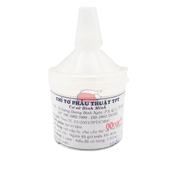 Chỉ tơ khâu phẫu thuật tpt vn, chỉ khâu y tế sợi tơ tằm phẫu thuật thẩm mỹ lọ 1 cuộn - hh 0119