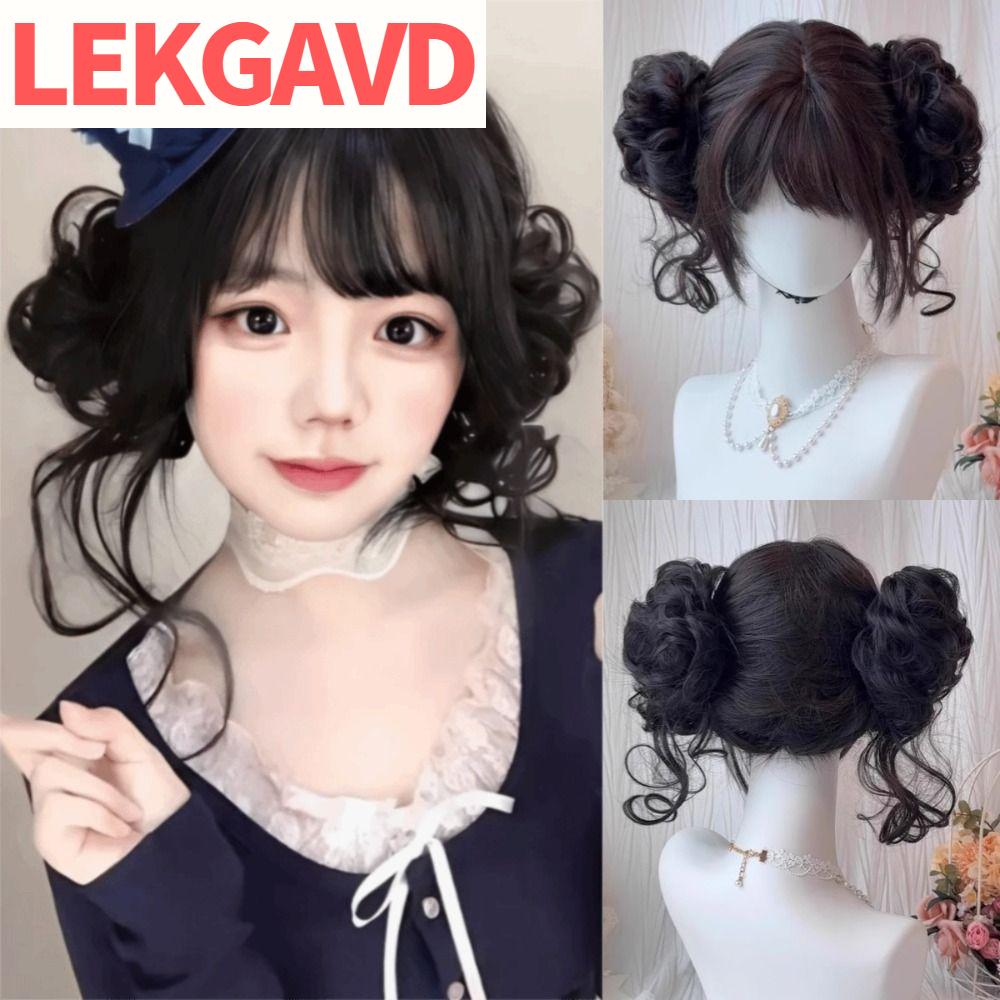 LEKGAVD วัสดุสังเคราะห์ ผมตรงสั้น ทนความร้อน คลิปหนีบผม วิกผมโลลิต้าคอสเพลย์มีหน้าม้า แฟชั่น ธรรมชาติ ขนมปังลูกบอลคู่มังกร เหมาะสำหรับผู้หญิง ราคา 844 บาท*ส่งฟรี