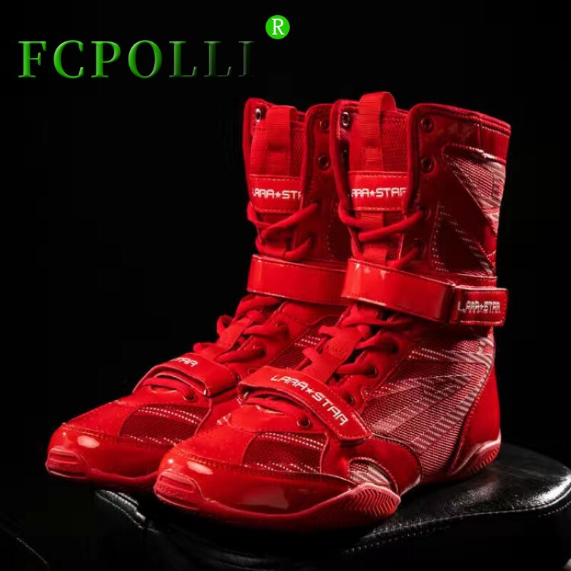 Discount on No Brand  shoes - SKU: Professional Boxing Shoes Man Black Red Wrestling Shoes Men Designer Sports Shoes Mens Breathable Wr