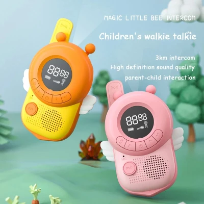 【2Pcs/Set】Children's Walkie Talkie Kids Mini Toys Handheld Transceiver 3KM Range UHF Radio Lanyard Interphone Talkie Walkie Baby