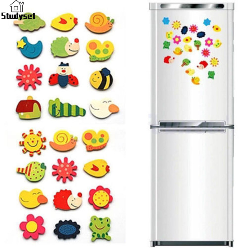 Studyset Fast Delivery 12Pcs/Set Cute Fridge Magnet Wooden Cartoon Shape Educational Toys for Baby Kids ราคา 28 บาท*ส่งฟรี