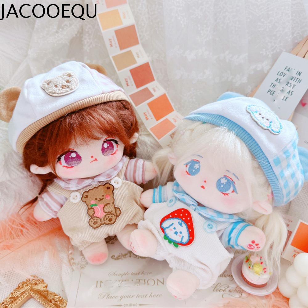 JACOOEQU Quần có dây đeo Bộ quần áo búp bê cotton Ăn mặc Mũ Gấu Quần áo búp bê vải nhung lông Quần á