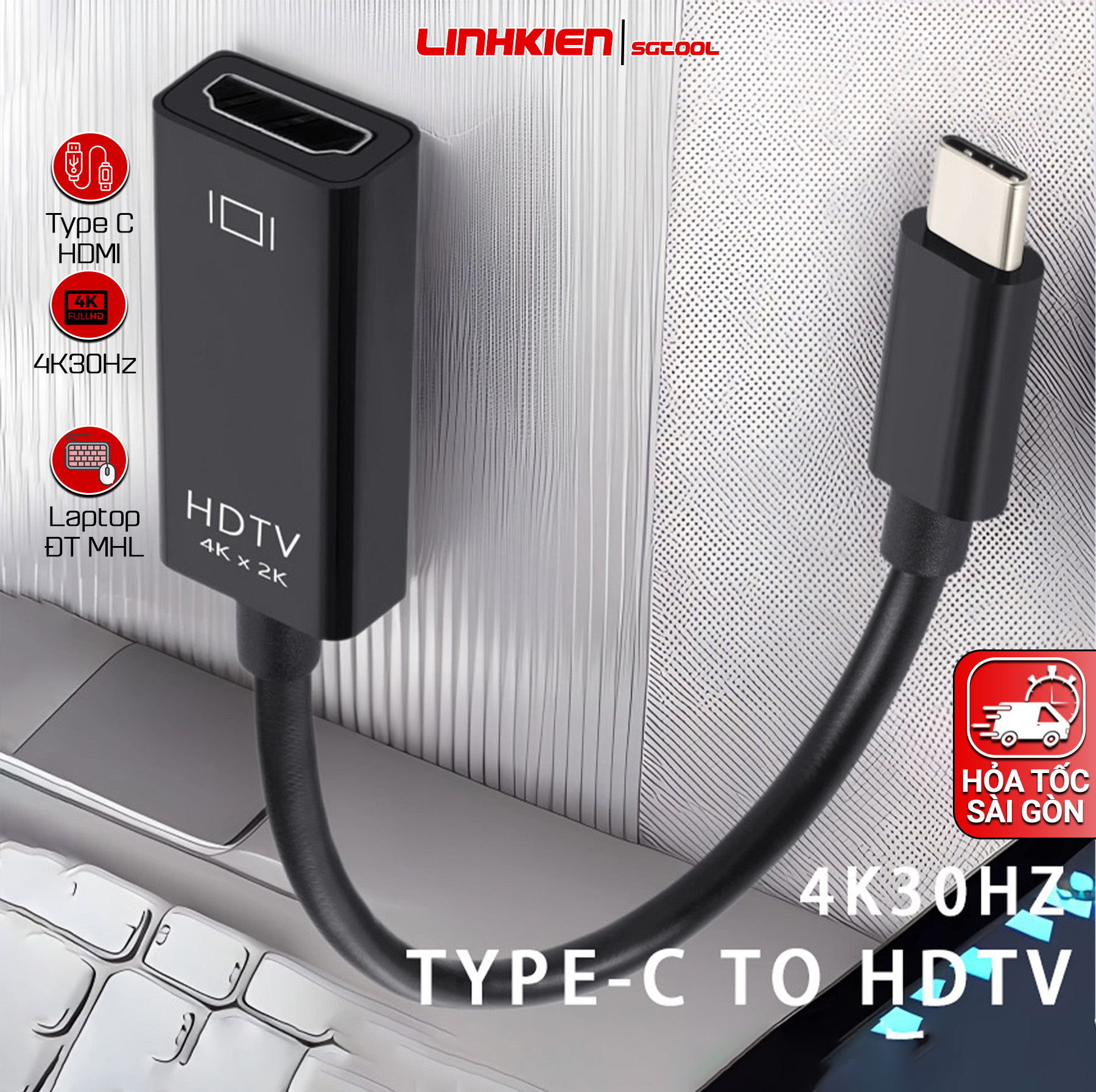 Cáp chuyển USB Type C ra HDMI Truyền Hình Ảnh Từ Điện Thoại Laptop Lên Màn Hình Tivi hỗ trợ hình ảnh 4k 30fps 1080P
