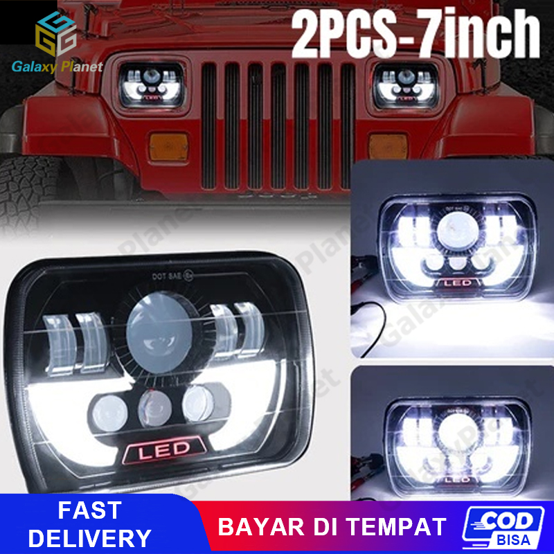 Cod 7 Inch Led Headlamp - 8 Led Headlamp 5X7 Inch Square for Jeep Katana Taft Feroza L300 & Motorcycle Car Foglamp Harga 152,000 rupiah*Gratis Ongkir