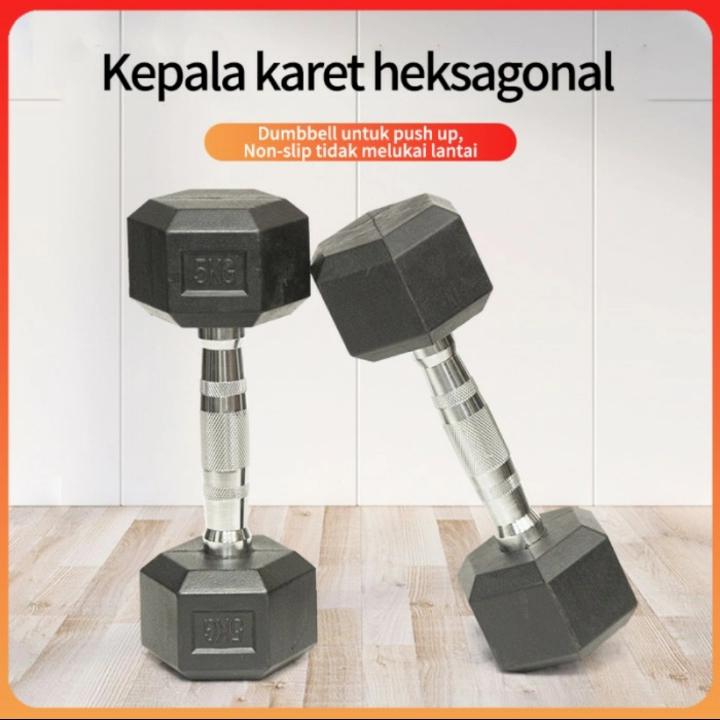 Dumbell set peralatan fitness heksagonal dumbell 5KG Harga 400,000 Ringgit*Penghantaran Percuma