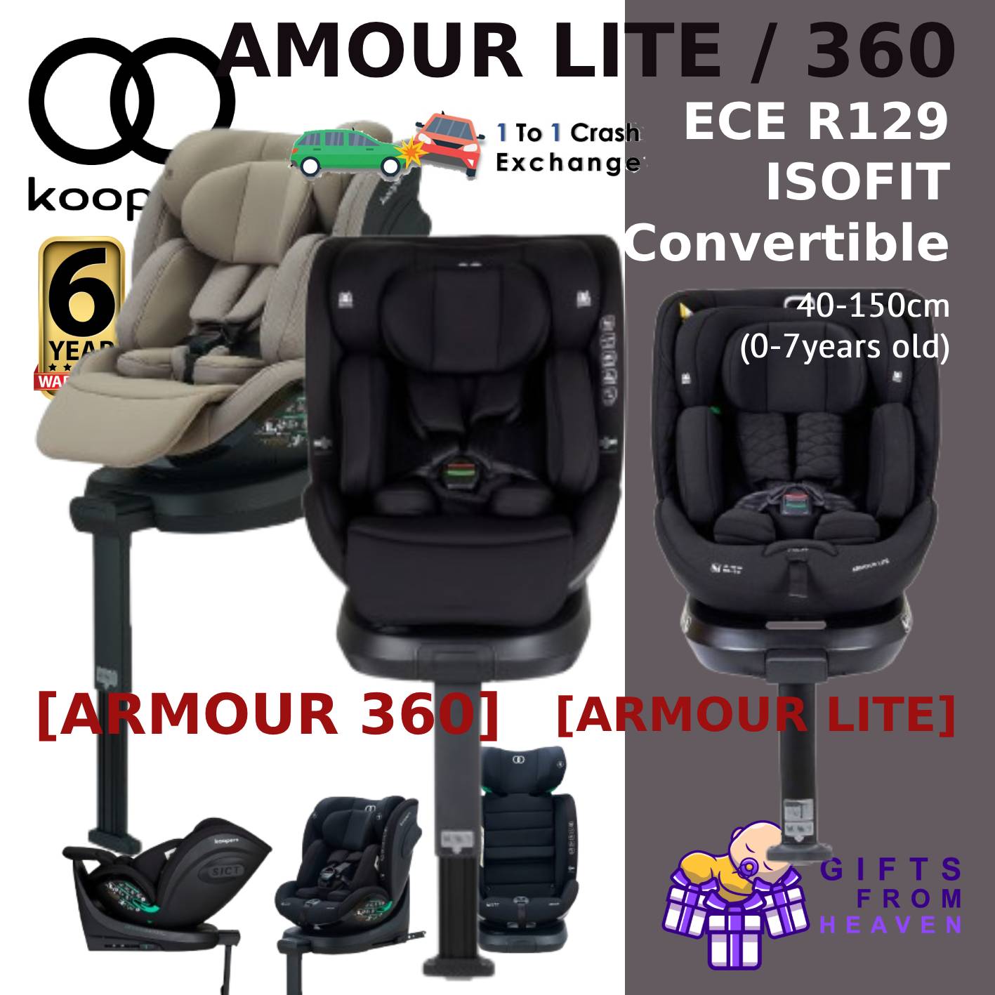 Koopers Armour 360 / Armour Lite Baby Car Seat | ECE R129 Appr