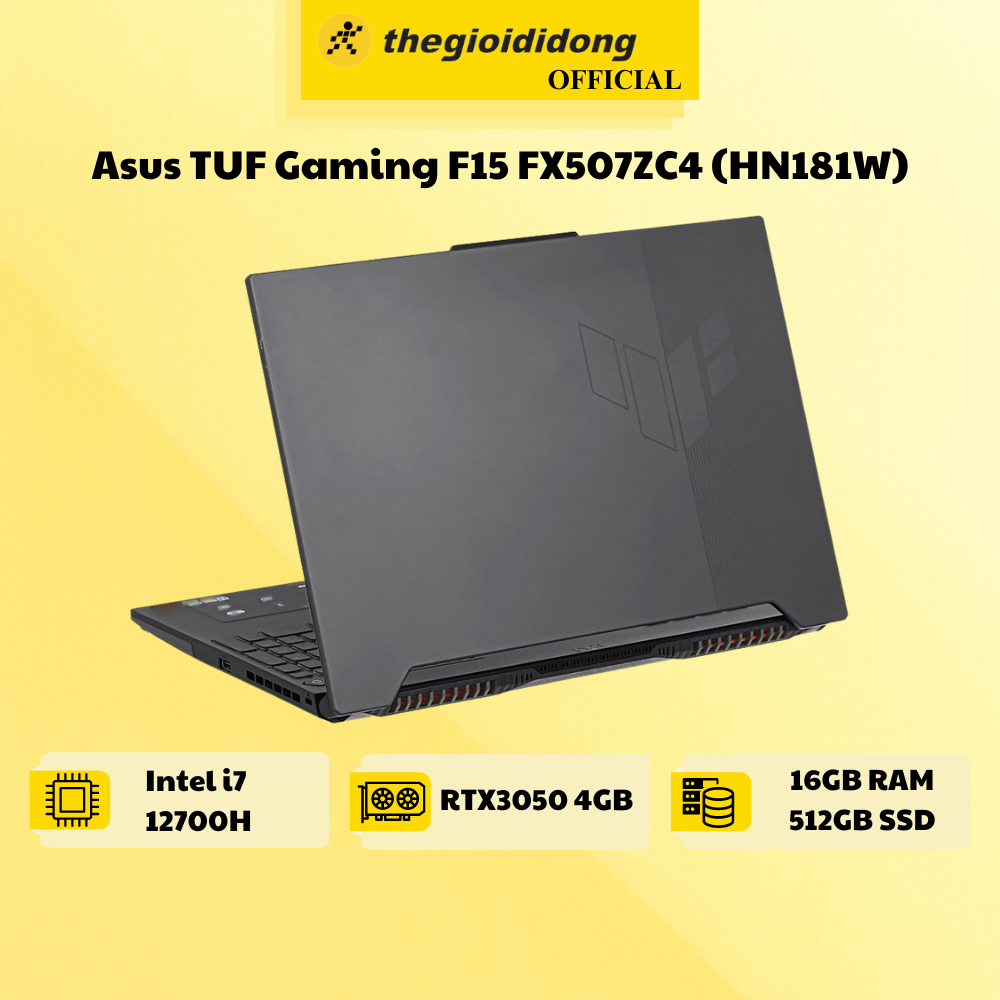 Laptop ASUS TUF Gaming F15 FX507ZC4 i7 12700H/16GB/512GB/4GB RTX3050/144Hz/Win11 (HN181W)