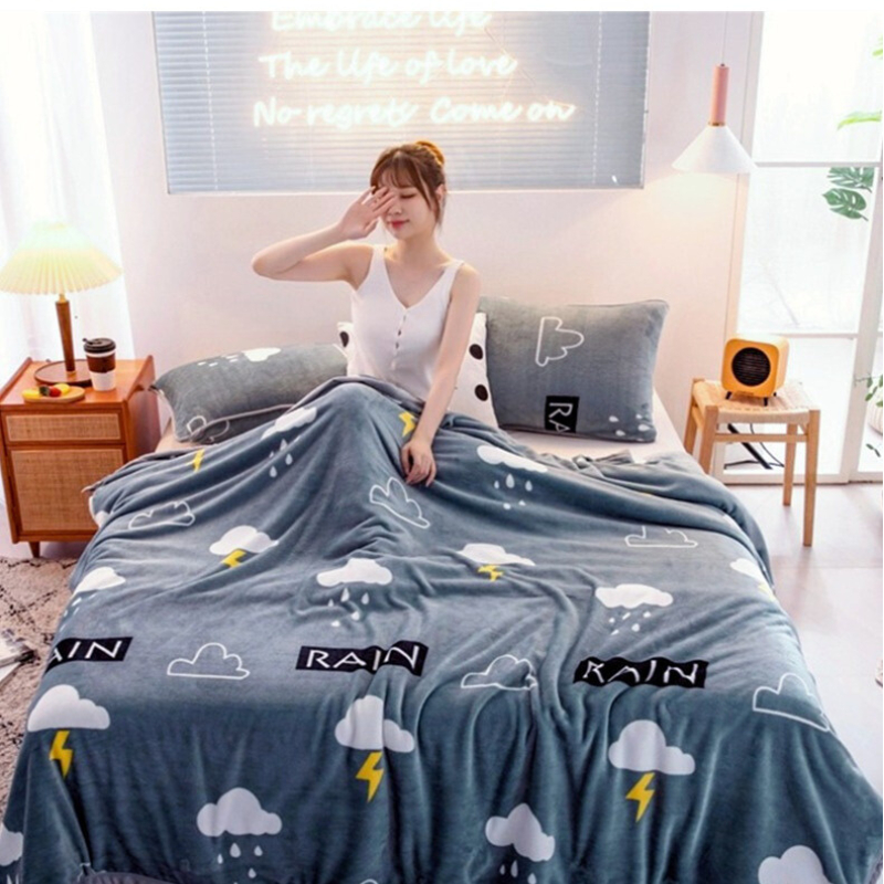Chăn mỏng thu đông chất liệu chăn lông cừu ấm áp, mền đắp 4 mùa kích thước1m8 x 2m