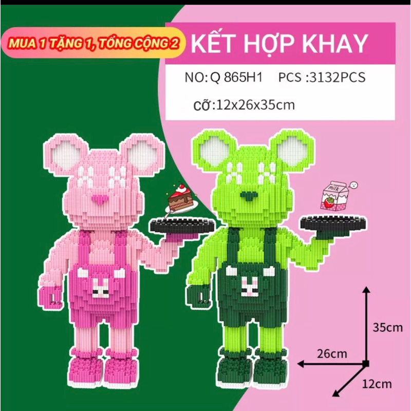 [ Hot ]COMBO 2 bộ Lego Gấu Bearick có khay (HÀNG CHUẨN LOẠI 1 HẠT ĐẸP)