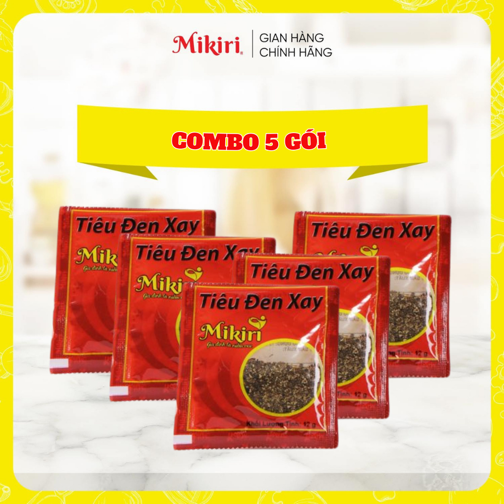 Tiêu Đen Xay Mikiri Gói 12g - Cay Nồng, Thơm Dịu, 100% Hạt Tiêu Tự Nhiên Giúp Tăng Hương Vị Món Ăn