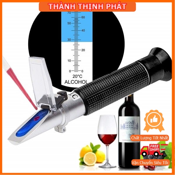 Khúc xạ kế đo nồng độ cồn 0 - 80% ATC trong dung dịch,rượu Máy đo nồng độ cồn trong rượu cực chuẩn, dải đo 0-80%