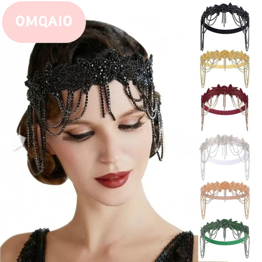 OMQAIO รูปทรงดอกไม้ ที่คาดผมประดับเพชร โซ่พู่ แวววาว ที่คาดผมแบบฟลาปเปอร์ ของตกแต่งผมผู้หญิง สง่างาม หมวกเจ้าสาว งานเลี้ยง ราคา 170 บาท*ส่งฟรี