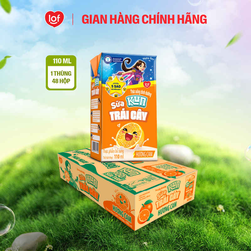 Sữa trái cây KUN vị cam thùng 48 hộp x 110ml