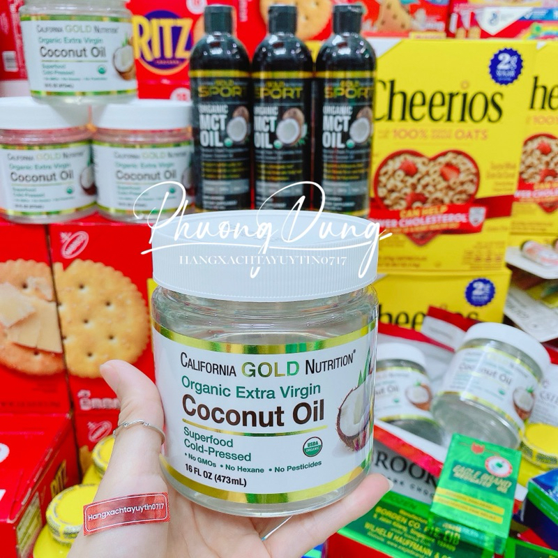 Dầu dừa tươi hữu cơ ép lạnh nguyên chất chuẩn Mỹ Organic Extra Virgin Cold-Pressed California Gold Nutrition Coconut Oil - Dầu dừa tươi ép lạnh California Gold Nutrition có thể dùng uống trực tiếp,dùng thay thế cho bơ và dầu ô liu,chăm sóc dưỡng ẩm cho da