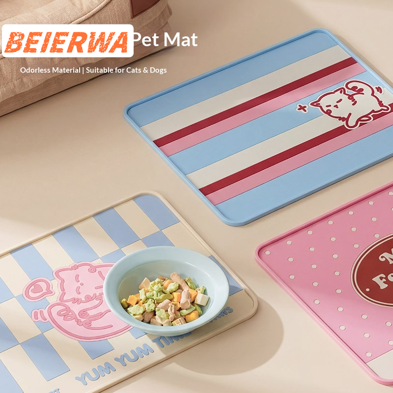BEIERWA แผ่นรองอาหารสัตว์เลี้ยงซิลิโคนกันลื่น กันน้ำ พับได้ จัดเก็บง่าย ป้องกันการหกของข้าวของสัตว์เลี้ยง ราคา 193 บาท*ส่งฟรี