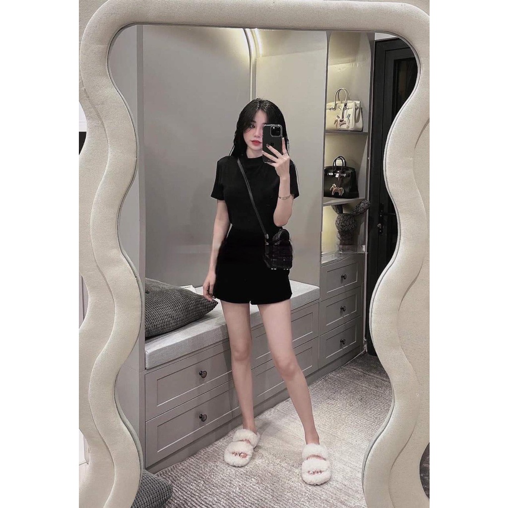 Set 3 áo thun gân hàng xuất xịn - Áo thun nữ cổ tròn ôm body - HiiNCloset