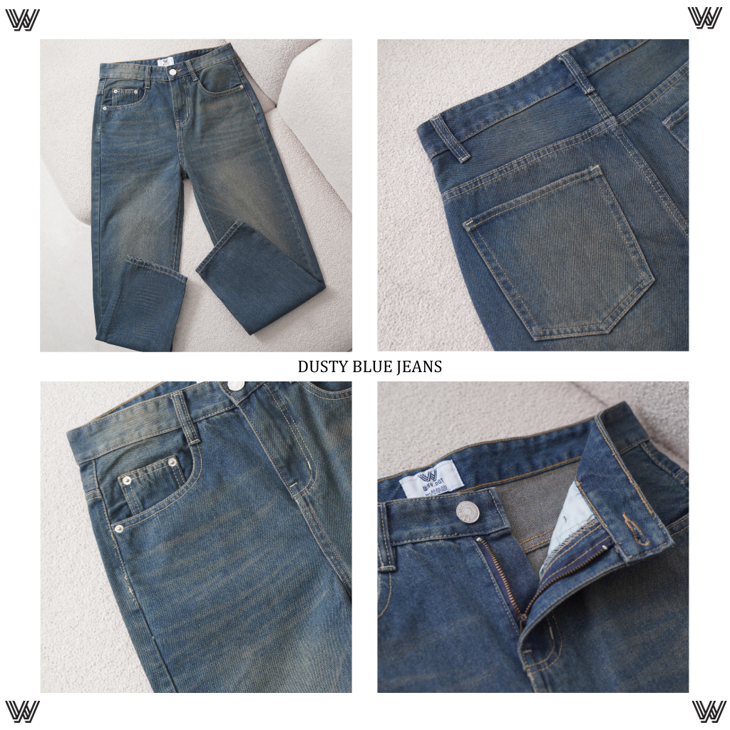 [Có Bigsize] Quần Jean Nam WHY NOT Dusty Blue Jeans Ống Rộng Form Regular Fit - Jean Bò Mềm Chính Ph