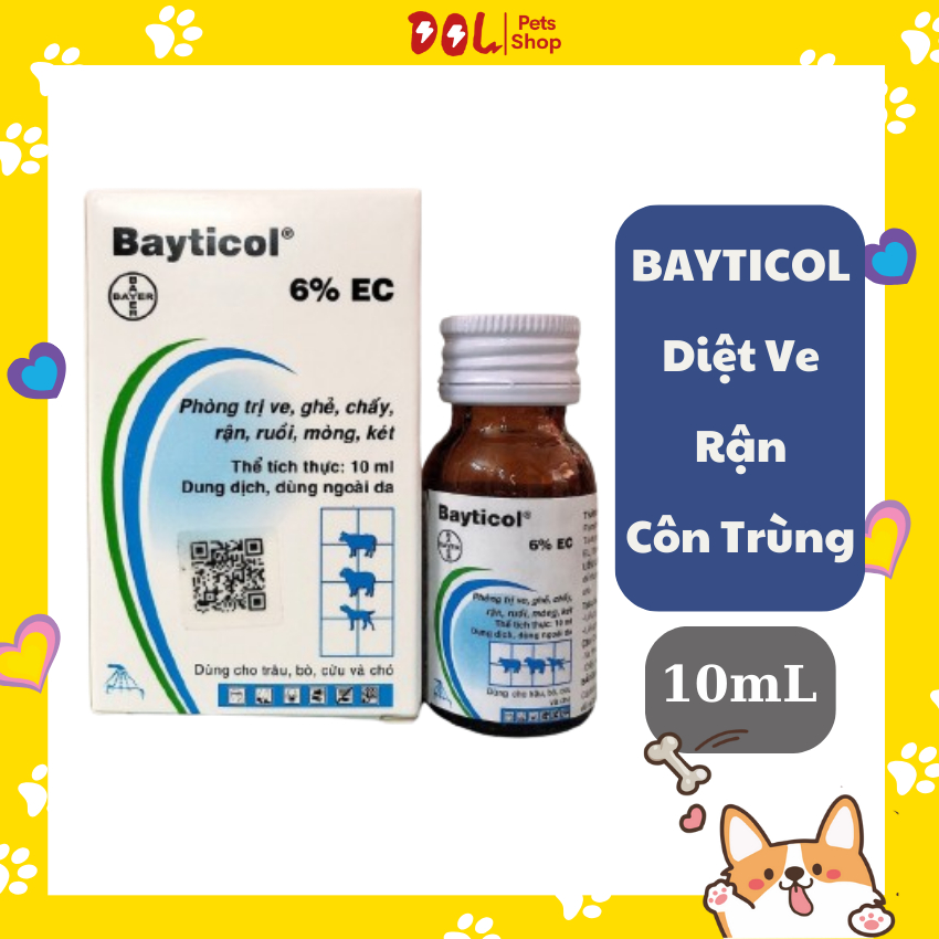 Bayticol 6% - Dung Dịch Pha Phòng Ve Rận Cho Chó Mèo Diệt Côn Trùng 10ml