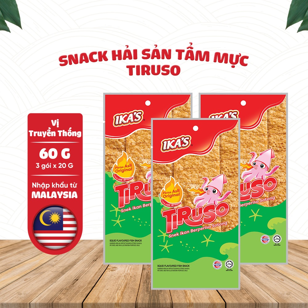 Combo 3 Gói Snack Hải Sản Tẩm Mực Tiruso Gói 20G