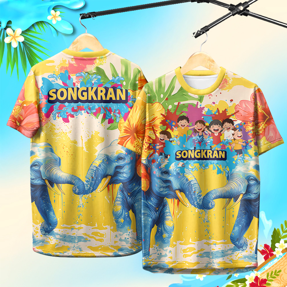 2025 Water Splashing Festival fashion trendy short-sleeved T-shirt, multi-purpose Water Splashing Festival print, very suitable for festivals. Breathable and cool. ราคา  98 บาท*ส่งฟรี