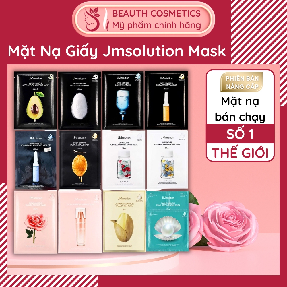 Mặt nạ giấy chăm sóc da toàn diện jmsolution mask, dưỡng da cấp ẩm dưỡng trắng phục hồi da