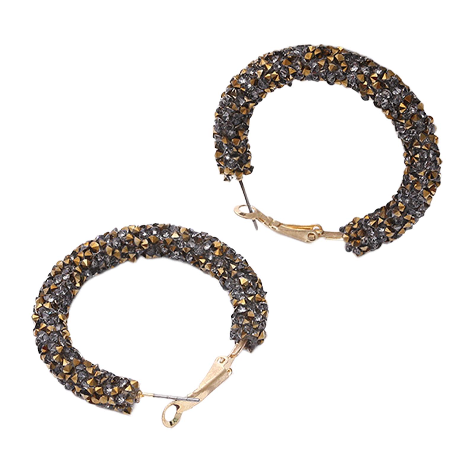 Gazechimp Hoop Earrings Simple Fashion Rhinestone Earrings for Daily Wear Dating Party