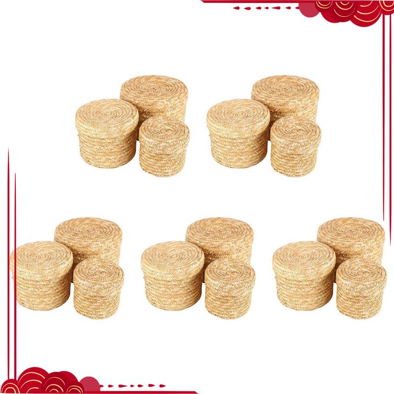 15 Pcs Handmade Straw Woven Storage Basket with Lid Snack Organizer Storage Box Laundry Baskets ราคา  7,668 บาท*ส่งฟรี