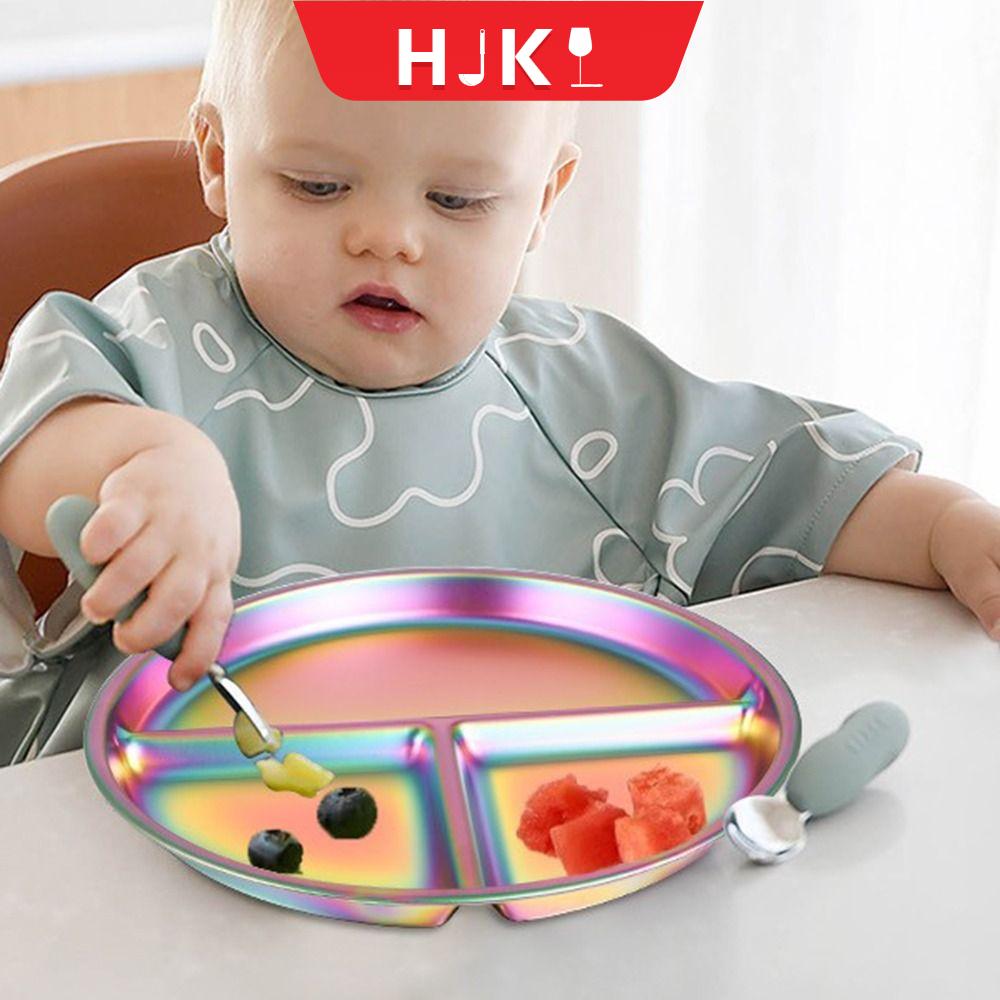 HJKL Có thể tái sử dụng Đĩa kiểm soát khẩu phần Thép không gỉ 304 Rực rỡ Khay đựng thức ăn 3 ngăn Nhẹ Dinh Dưỡng Cân Bằng Đĩa ăn chia ngăn Người lớn/Trẻ em
