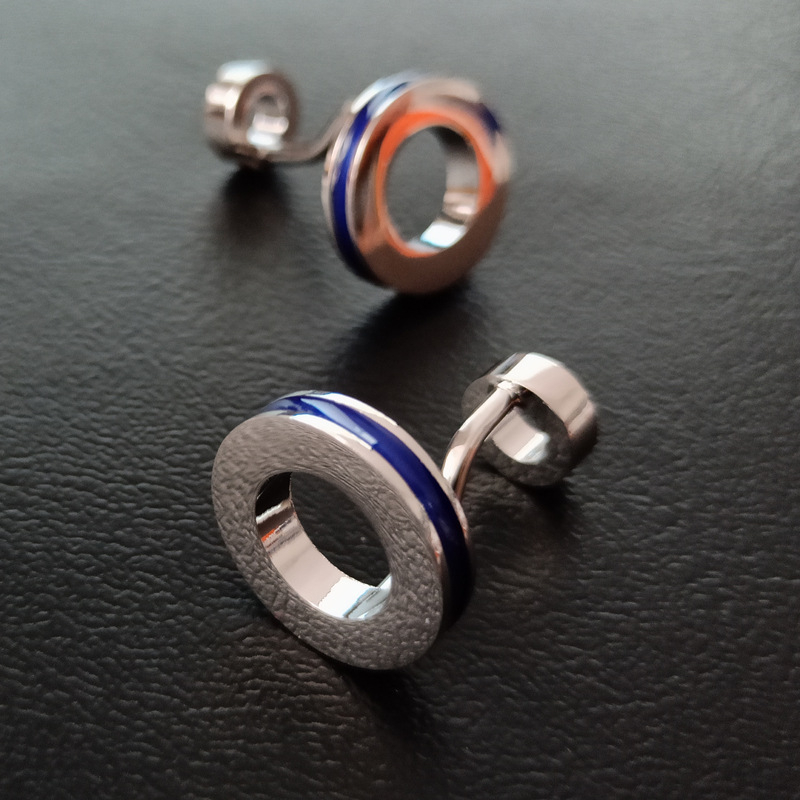 HUIJIGJiaomei Jewelry High Quality Copper Material Paint Silver Double Head Circle Cufflinks Fashion Men's French Shirt CufflinksHuijig