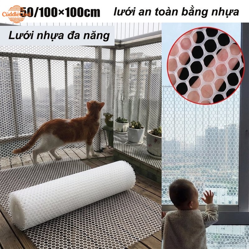 CuddleCove lưới nhựa sàn màu đen mắt tròn lưới lót chuồng chăn nuôi chịu lực thoát nước chống trơn lan can cầu thang an toàn