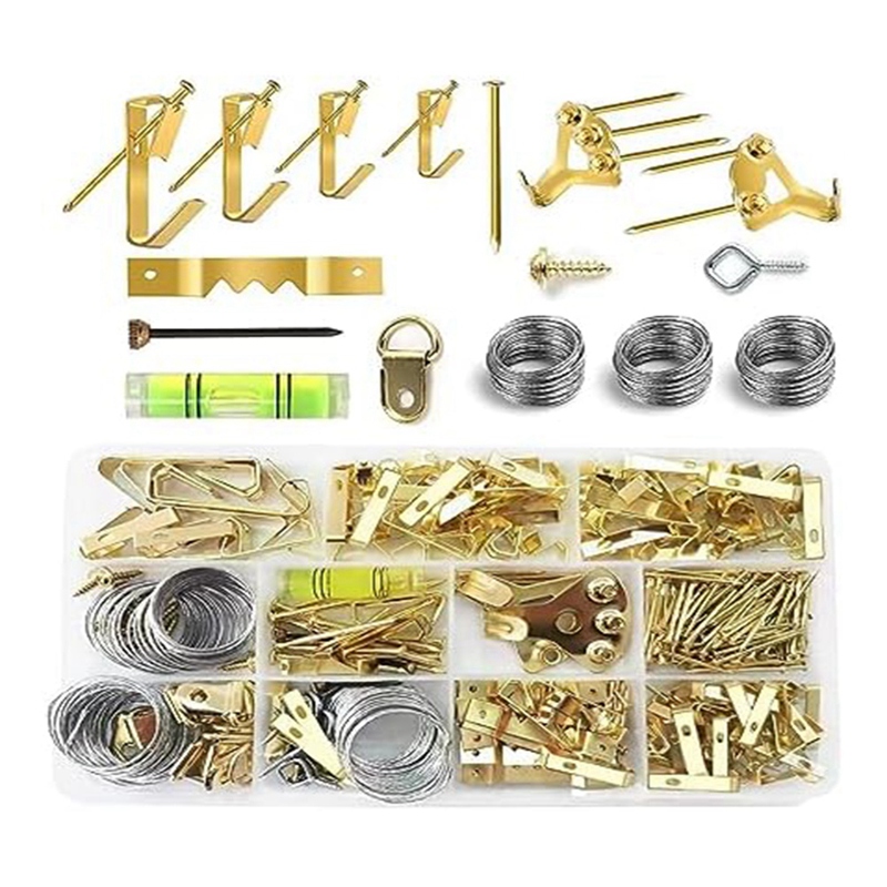 314 PCS Picture Hanging Kit Gold Metal for Drywall