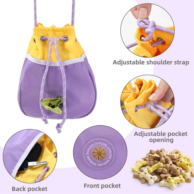 [Waanon]Treat Pouches for Pet Training Dog Treat Shoulder Pouch for Pet Training Adjustable Snacks Holder Large Capacity