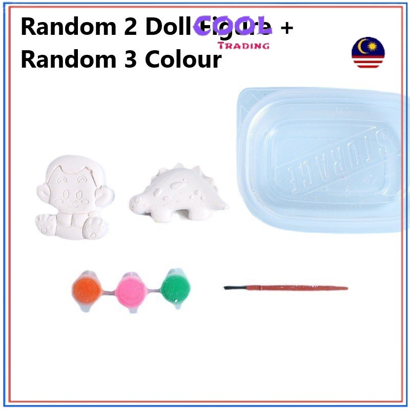 Gypsum Arts And Craft Random 2 Doll Figure White Blank Childrens Painting Random 3 Color Painted Stall Toys gifts 10251