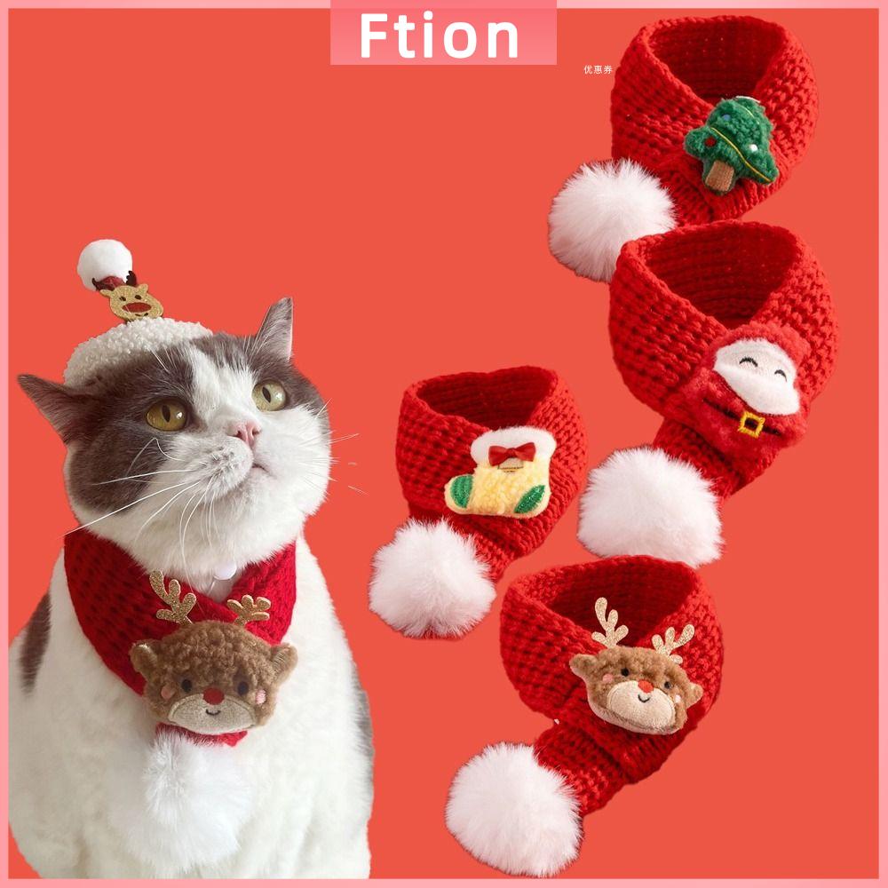 FTION Mèo cưng Khăn Quàng dệt  Đỏ Mềm Khăn Quàng Cổ Dệt   Trang trí Giáng sinh Trang phục giáng sinh cho chó Dành cho mùa đông