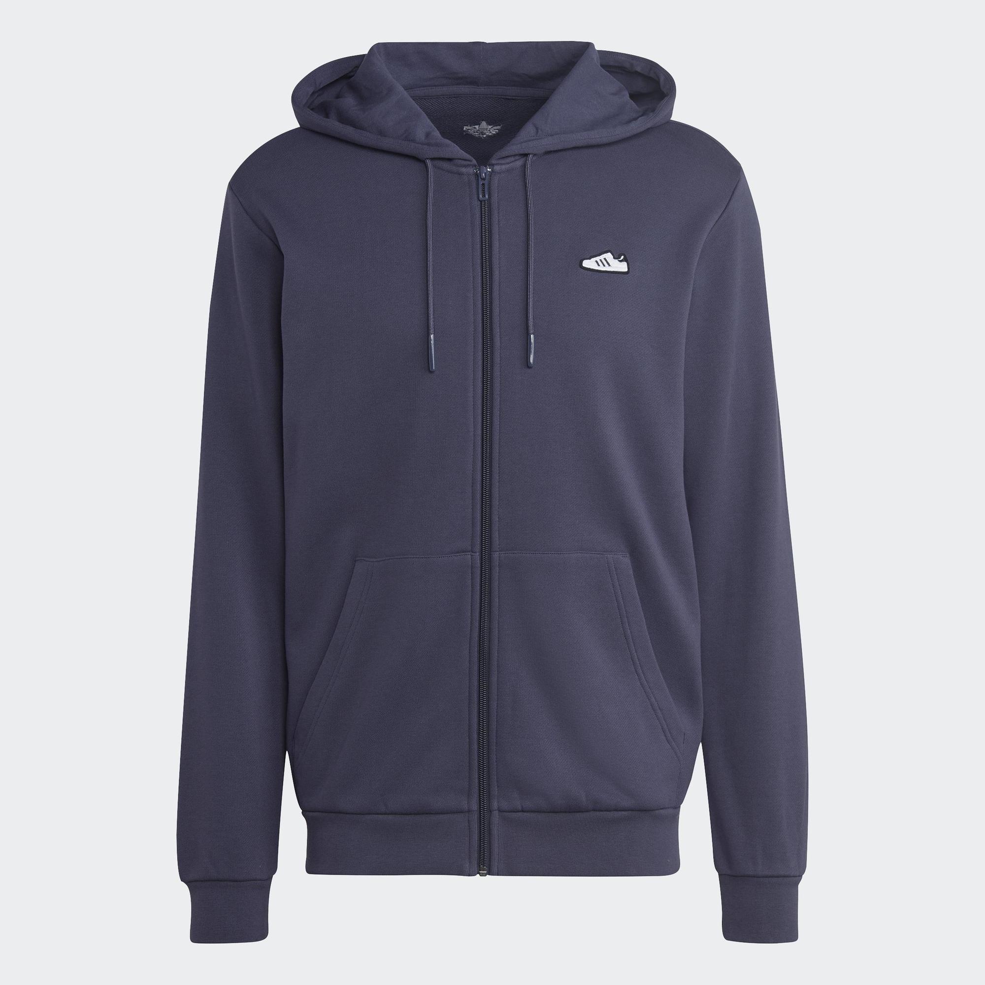 adidas Phong cách sống Áo Hoodie Thêu Có Khóa Kéo Nam Màu xanh da trời IA3937