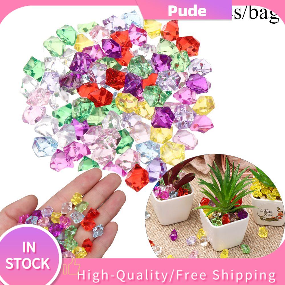 PUDE 50Pcs/bag Nhà và vườn Hoa giấy Đầy màu sắc Đá cuội Cảnh quan Thủy cung Trang trí đám cưới Đá nhân tạo Bình chiết rót Khối đá pha lê Đá cuội