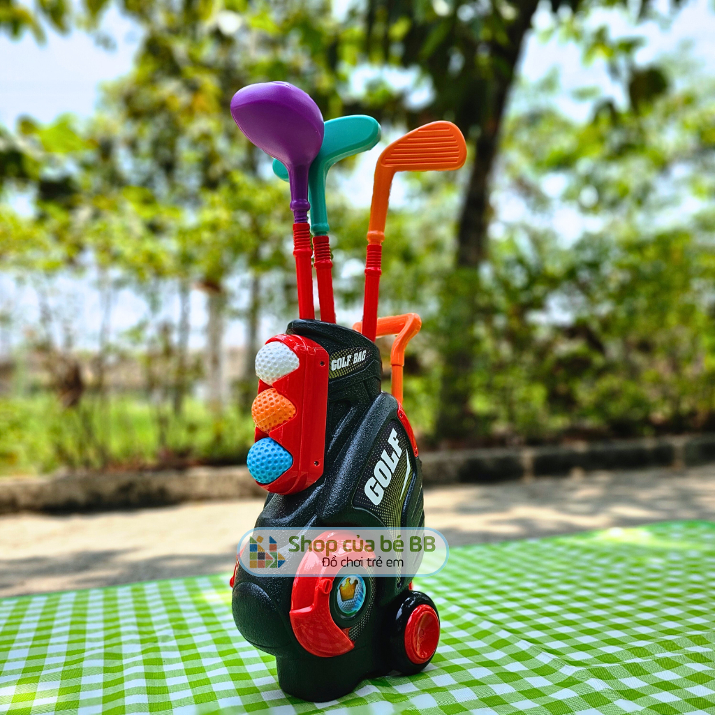 High-Quality Golf Club Set Toy with Plastic Height-Adjustable Push-Pull Backpack, Sports Activity Toy for Children - 4
