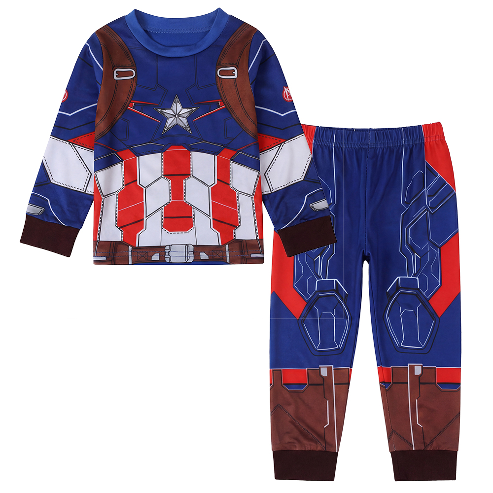 Baby Boy Clothes Set Cute Cartoon Marvel Superhero Captain American Long Sleeve Outfits Cotton Toddler Kids Clothing Sets 1-7 Years - 2