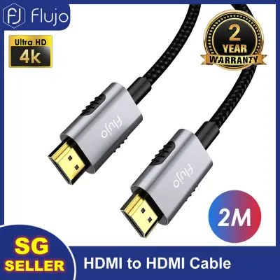 Flujo HDMI to HDMI 2.0 Braided Cable (4K 60Hz) 2 Meter - [High Speed , Gold Plated] Supports 4K, UHD, FHD, 3D, Ethernet, Audio Return Channel for Fire TV/Apple TV/HDTV/Xbox/PS4/PS3 (Space Grey )