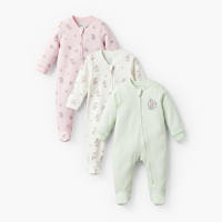 Babyshop Pack Of 3 Disney Cotton Mandarin Collar Long Sleeve Sleepsuit With Daisy Duck Print