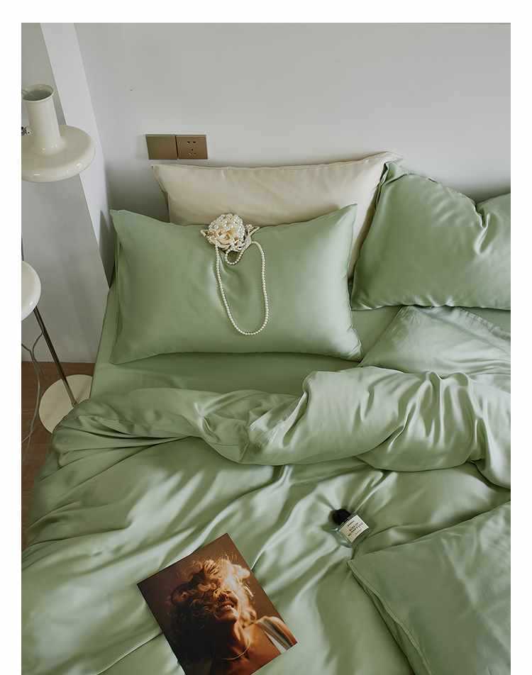 Set di biancheria da letto 60 pezzi in Tencel Four tinta unita Ice Silk Summer Naked, lenzuolo con angoli elasticizzati, set copripiumino, set di lenzuola in tre pezzi AoyuejHasd-CB